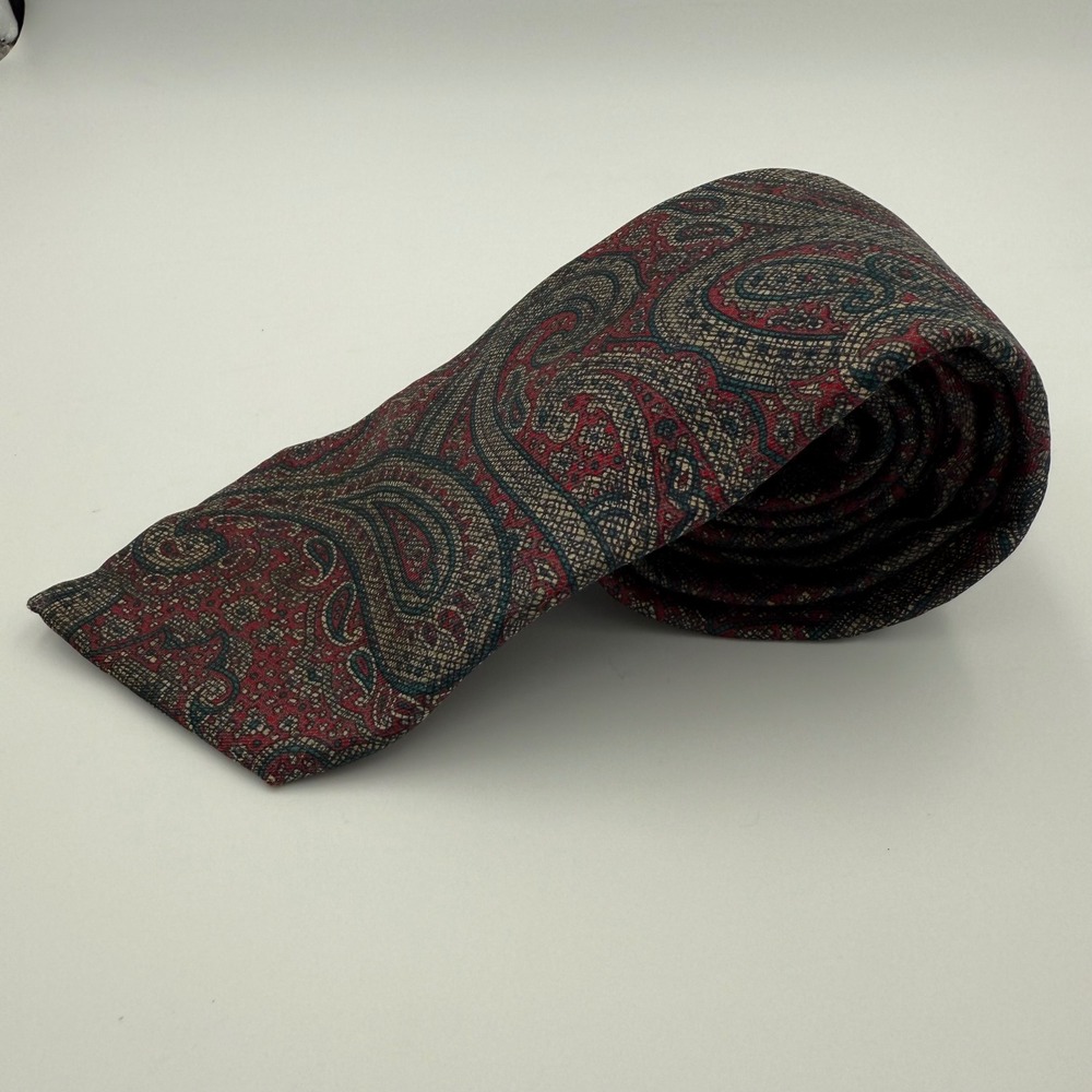 Vintage Christian Dior Silk Necktie – Red Paisley, Paris New York,‎ Made in USA - Picture 3 of 10